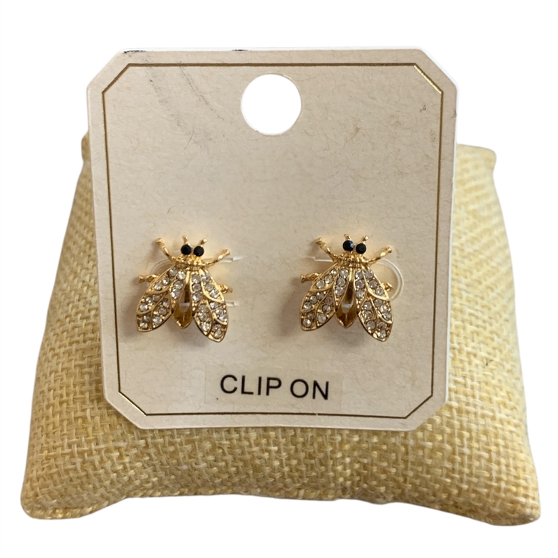 ME21915 LADYBUG RHINESTONE CLIP ON EARRINGS
