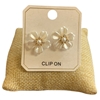 ME21917 FLOWER PEARL CLIP ON EARRINGS