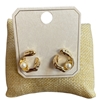 ME21921 HAMMERED PEARL IN CENTER STUD EARRINGS