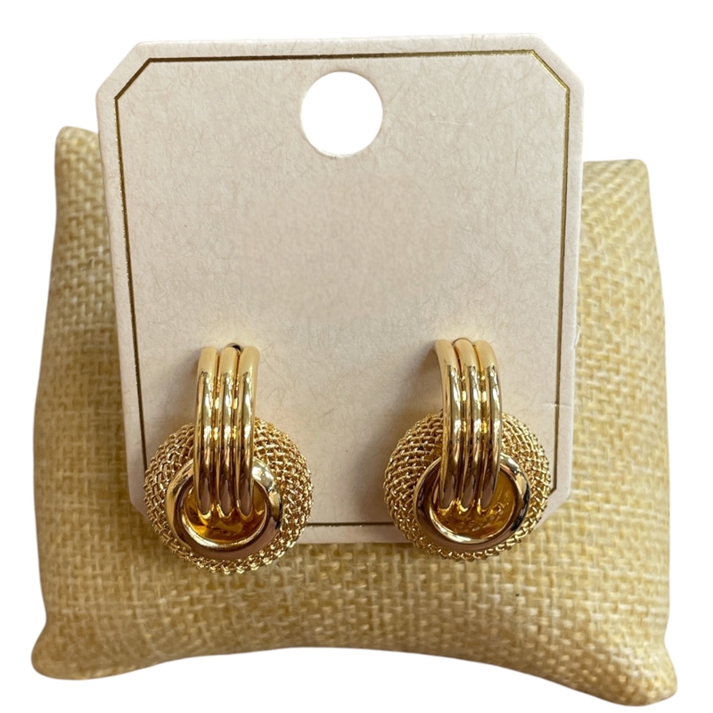 ME21924 HAMMERED PUFFED STUD EARRINGS