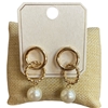 ME21925 2 CIRCLE PEARL DROP STUD EARRINGS