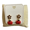 ME21926 LADYBUG & FLOWER POST EARRINGS