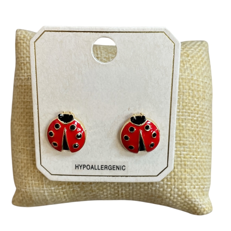 ME21927 TEXTURED LADYBUG STUD EARRINGS