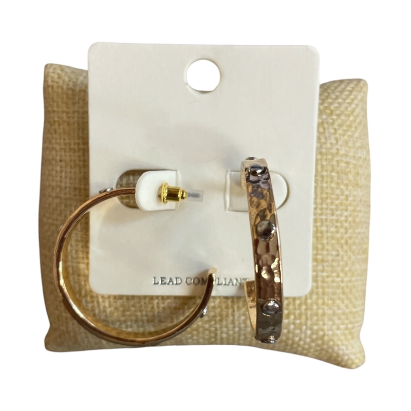 ME2454 TWO TONE MEDIUM OPEN HOOP EARRINGS