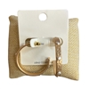 ME2454W MATTE TWO TONE MEDIUM OPEN HOOP EARRINGS