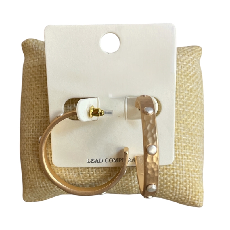 ME2454W MATTE TWO TONE MEDIUM OPEN HOOP EARRINGS