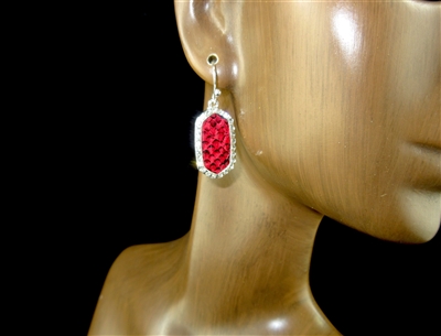 ME491-9 RHINESTONE SMALL RED SNAKE SKIN EARRINGS