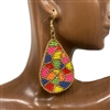 ME538  MULTI COLOR TEARDROP  SEED BEAD EARRINGS