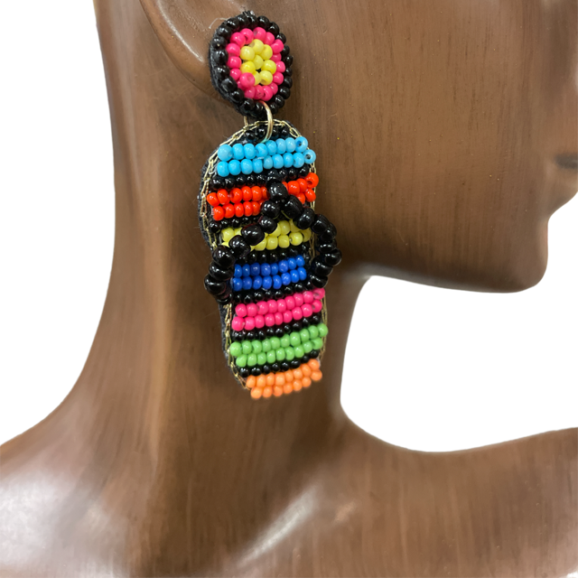 ME570 SMALL  SANDALS SEED BEAD POST EARRINGS