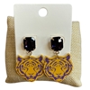 ME5833 PURPLE CRYSTAL TIGER POST DANGLE EARRINGS