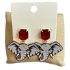 ME5834 RED CRYSTAL ELEPHANT POST DANGLE EARRINGS