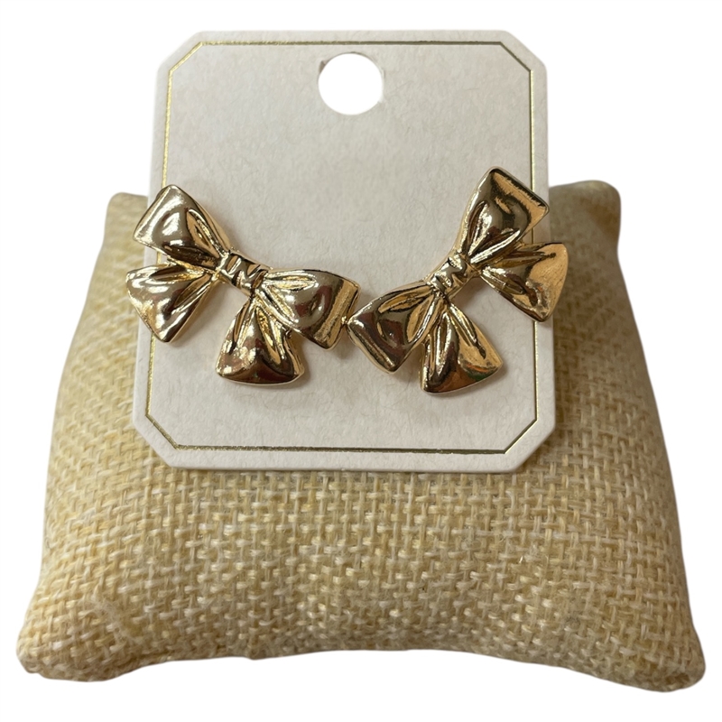 ME60017 GOLD BOW STUD EARRINGS