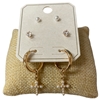 ME60024   GOLD CROSS  & PEARL  EARRINGS