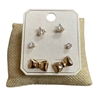 ME60026  GOLD PEARL &  BOW 3 PCS SET EARRINGS