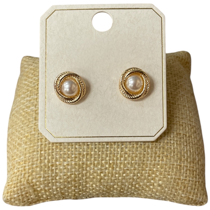 ME60055 SMALL ROUND PEARL STUD EARRINGS