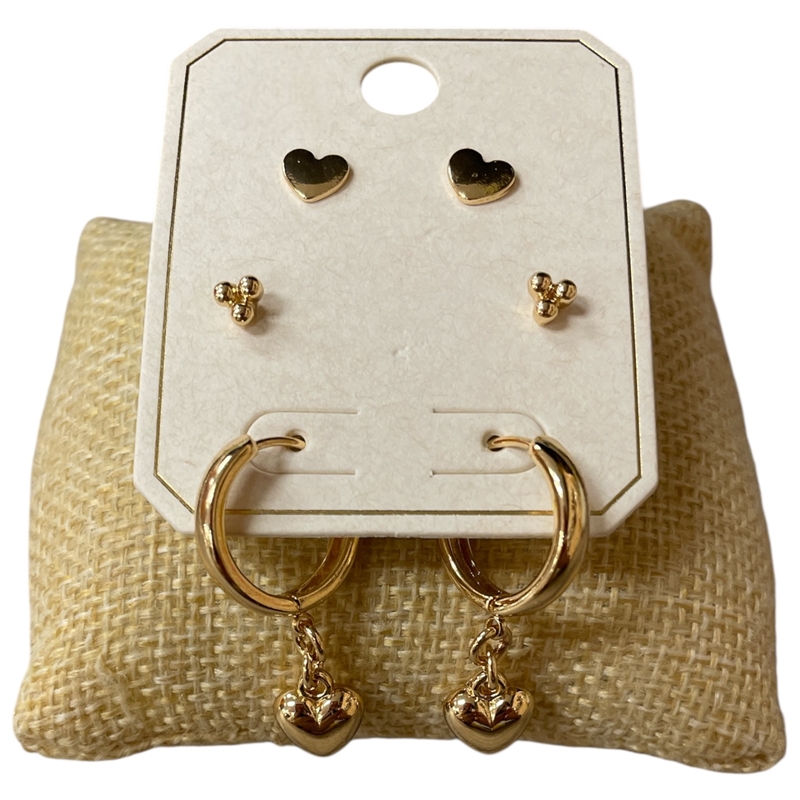 ME60077   HEART GOLD 3PCS SET  EARRINGS