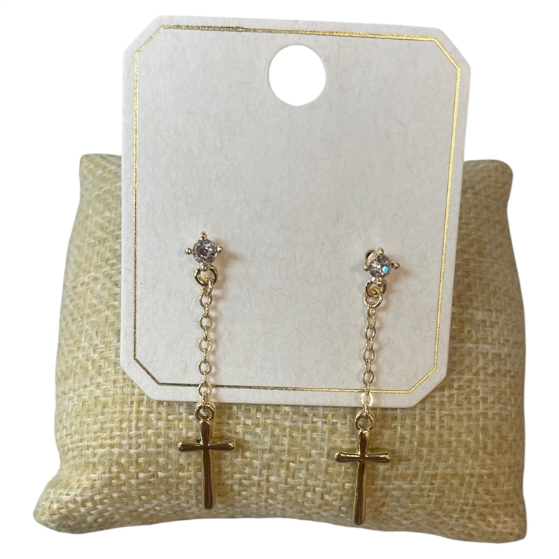 ME60143 PETITE CROSS CHAIN POST DANGLE EARRINGS