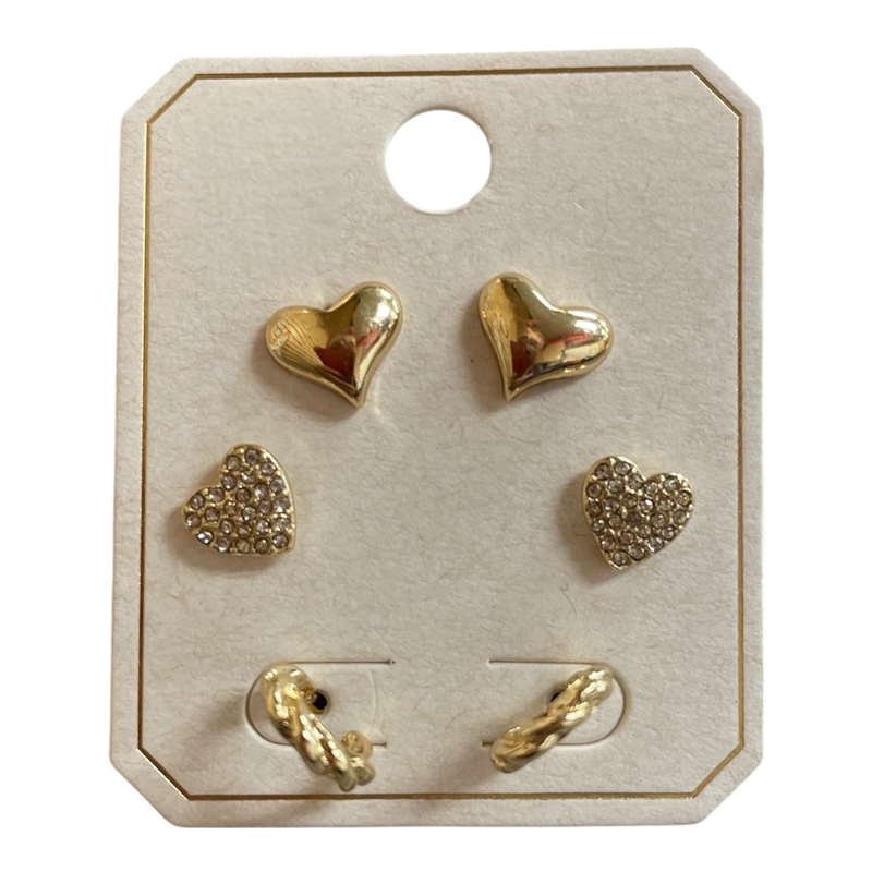 ME60146 HEART AND HOOP SET STUD EARRINGS
