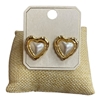 ME60154  GOLD  PEARL HEART  EARRINGS