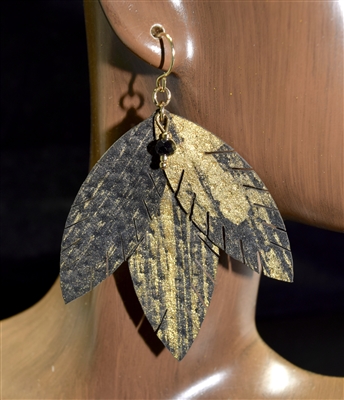 ME6431 SPRAY PAINT LEAF EARRINGS