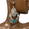 ME646  HOOP TURQUOISE STONE IN CENTER  EARRINGS