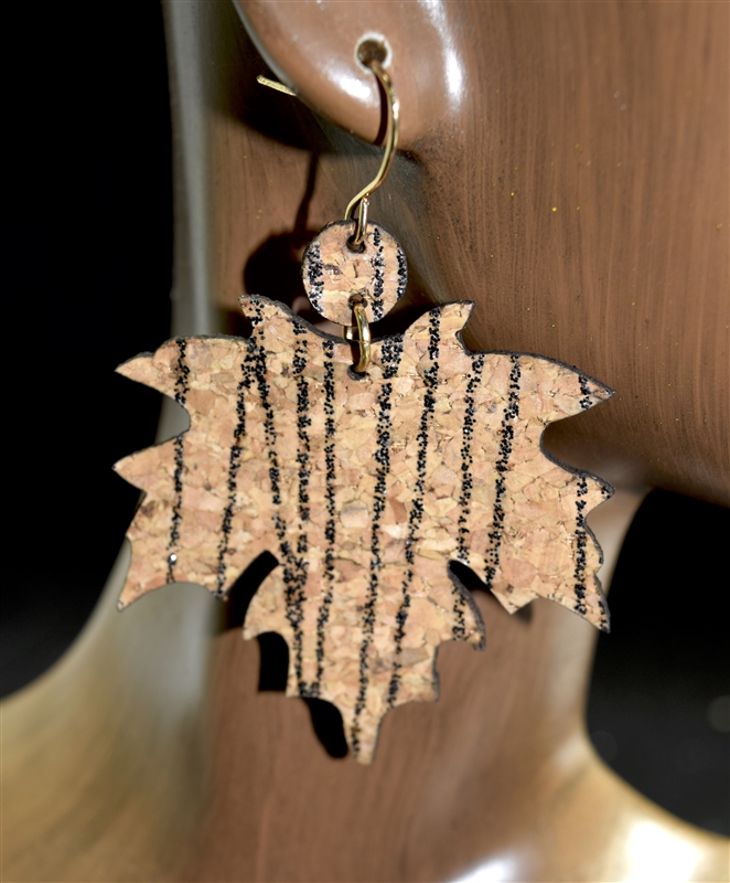 ME6475 LEAF CORK EARRINGS