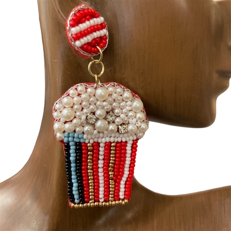 ME673 POPCORN SEED BEAD EARRINGS