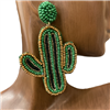 ME678  GOLD GREEN CACTUS SEED BEAD EARRINGS