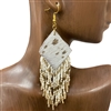 ME721 LEATHER SQUARE SEED BEAD EARRINGS