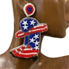 ME755 AMERICAN  FLAG COWBOY BOOTS SEED BEAD   EARRINGS