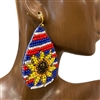 ME760  AMERICAN FLAG SUNFLOWER SEED BEAD EARRINGS