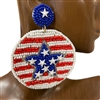 ME763  AMERICAN FLAG STAR SEED BEAD EARRINGS