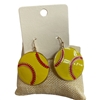 ME90169 LARGE SOFTBALL DANGLE GOLD EARRINGS