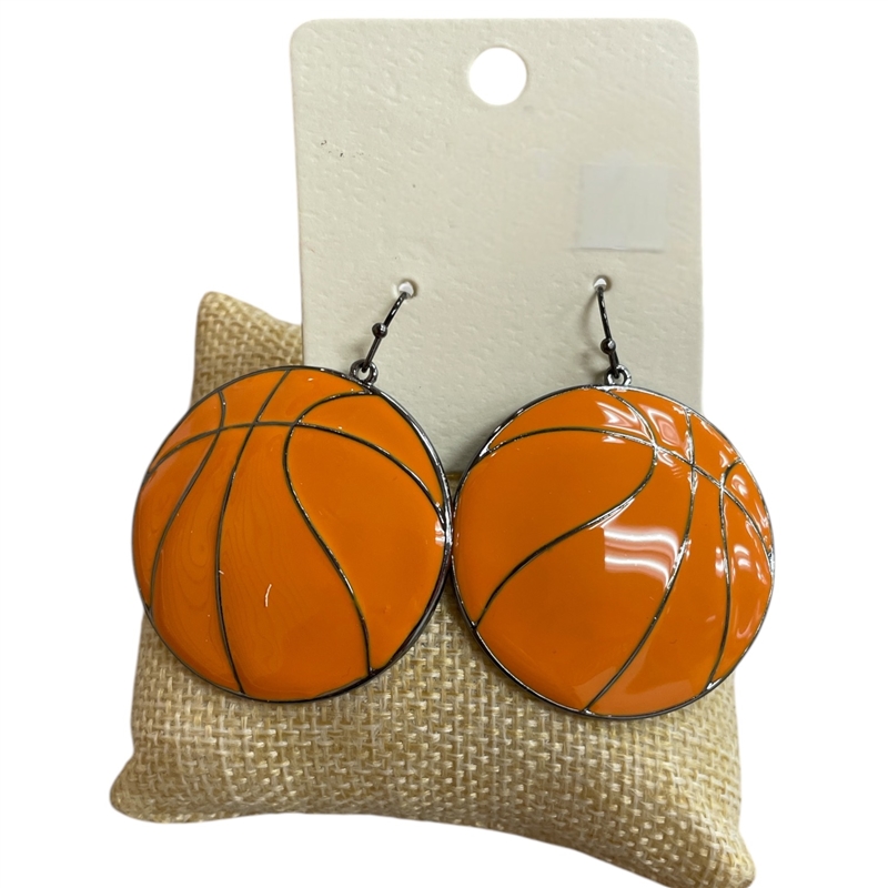 ME90169 LARGE BASKET BALL DANGLE GOLD EARRINGS