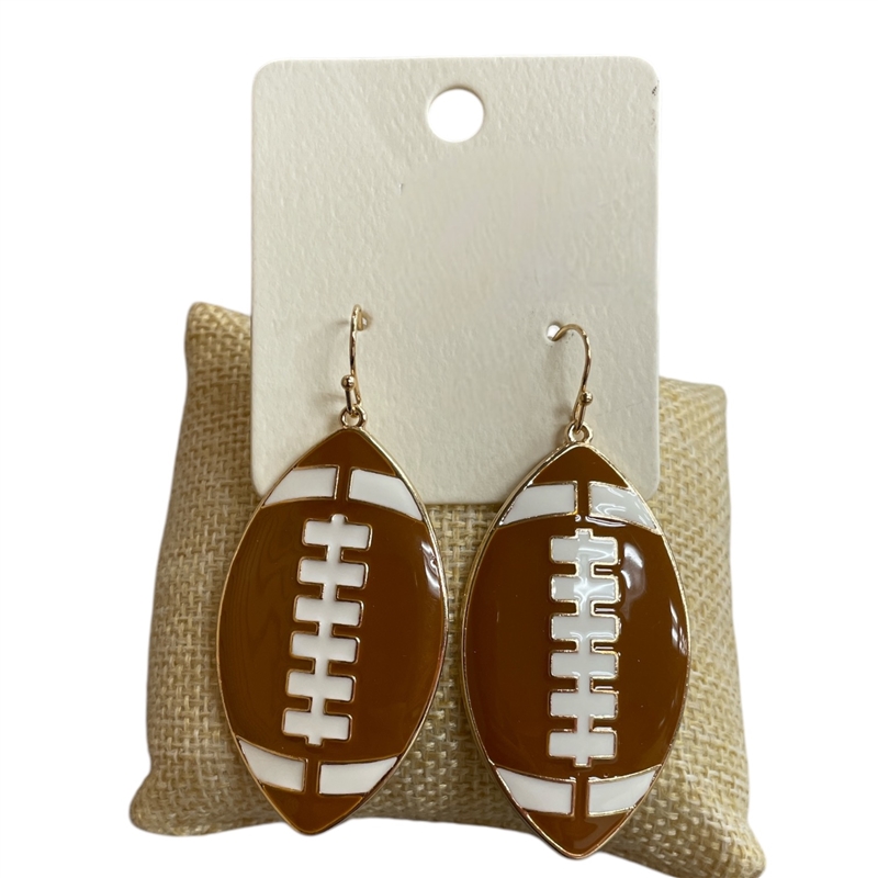 ME90169 LARGE FOOTBALL DANGLE GOLD EARRINGS
