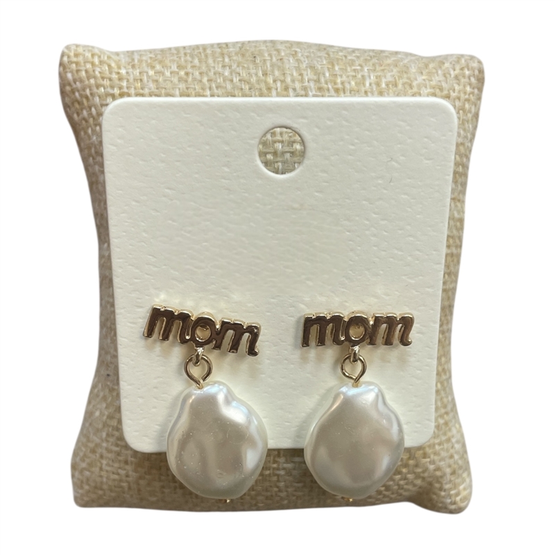 ME90377 PEARL DROP GOLD MOM EARRINGS
