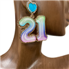 ME90471 21 BIRTHDAY ACRYLIC EARRINGS