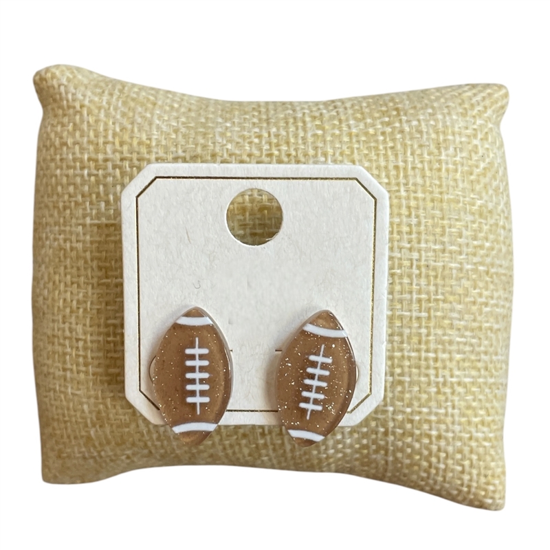 ME90473F PETITE FOOTBALL ACRYLIC STUD EARRINGS