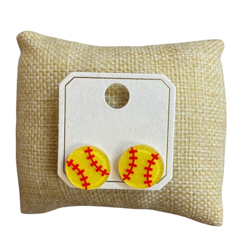 ME90473SF PETITE SOFTBALL ACRYLIC STUD EARRINGS