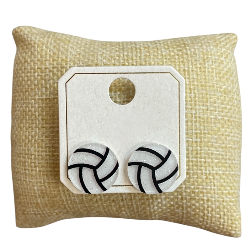 ME90473V PETITE VOLLEY BALL ACRYLIC STUD EARRINGS