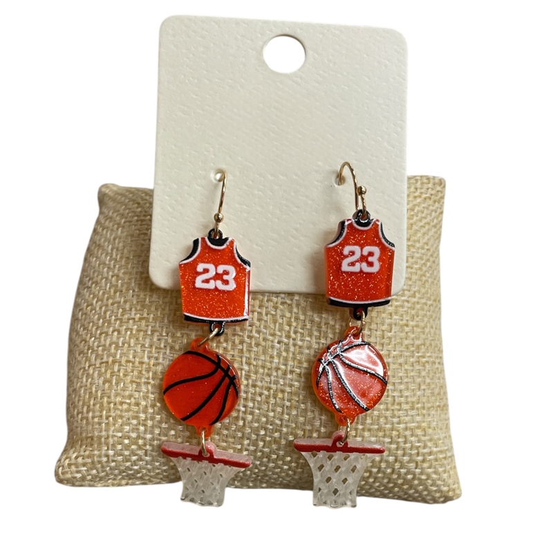ME9062 ACRYLIC BASKETBALL EARRINGS