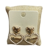 ME90791 PEARL BEADED "MAMA" HEART POST EARRINGS