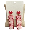 ME90807 RED MULTI ACRYLIC "MAMA" DANGLE EARRINGS