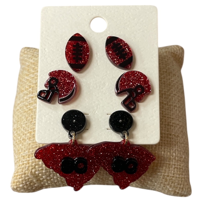 ME90853  SOUTH CAROLINA GARNET BLACK 3PCS SET EARRINGS