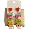 ME90958 TEACHER APPLE HEART SHAPE POST EARRINGS