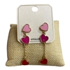 ME91717   PINK & RED  HEARTS  EARRINGS
