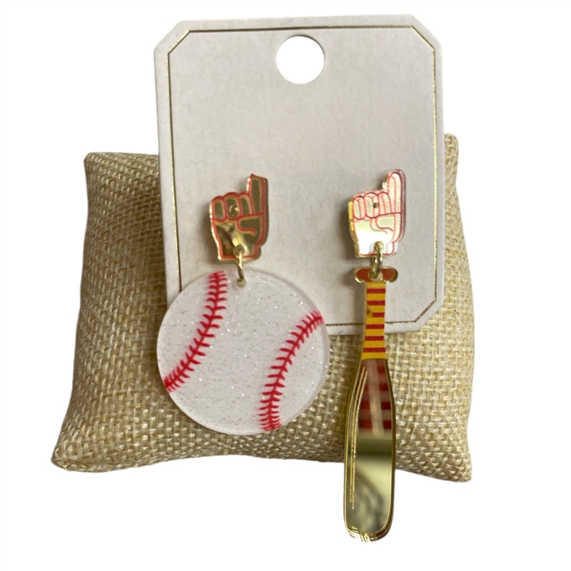 ME91874   LARGE LIGHTWEIGHT BASEBALL EARRINGS