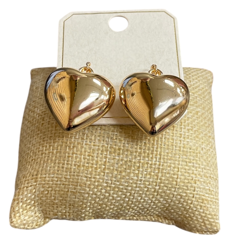 ME91937  GOLD  BUBBLE HEART LIGHTWEIGHT EARRINGS