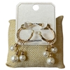 ME91992 HAMMERED PEARL CLUSTER HOOP EARRINGS