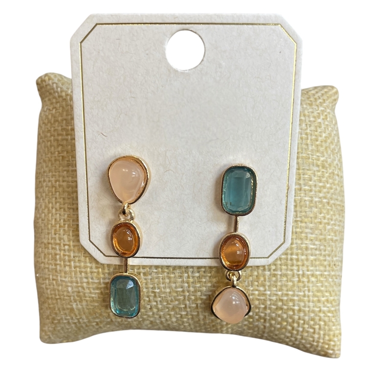 ME92033 MULTI COLOR STONE DANGLE STUD EARRINGS
